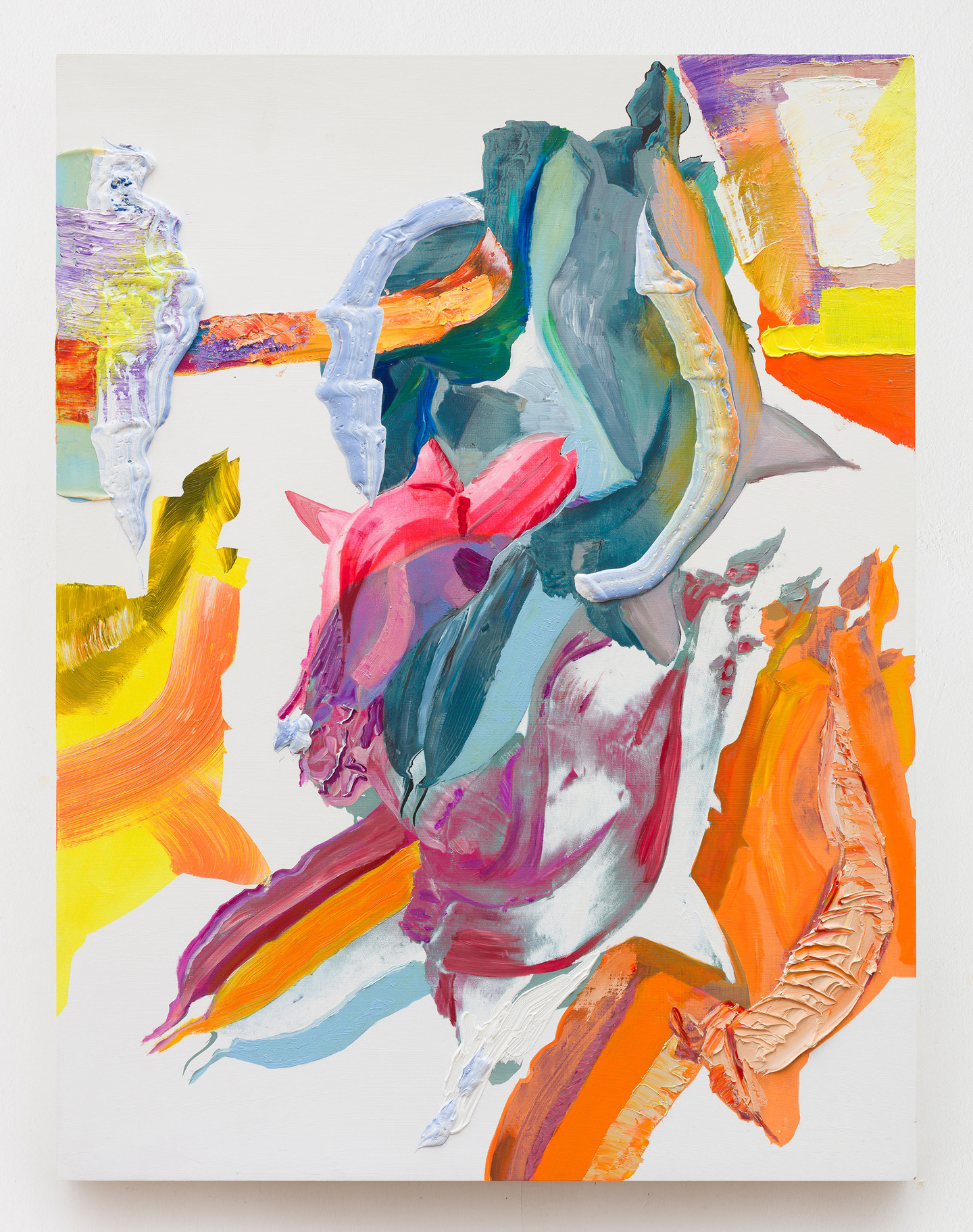 Pia Fries | Bolt II | 2025 | Oil paint and screen printing on wood | 110 x 84 cm | Photo Hans Brändli | boa-basedonart